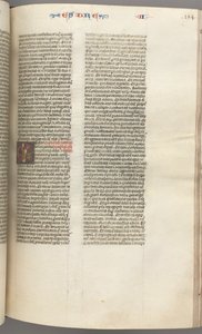Fol. 184r, Esdras II, inicial historiada E, un sacerdote incensando un altar, c. 1275-1300