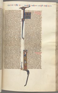 Fol. 199r, Esther, inicial historiada, dos figuras masculinas sentadas, c. 1275-1300 de Unbekannt