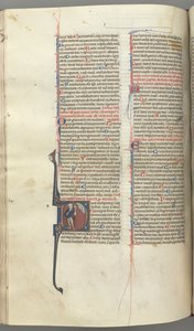 Fol. 222v, Salmo 52, inicial historiada D, un tonto desnudo salvo por una capa, sosteniendo una vejiga..., c. 1 de Unbekannt