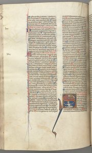 Fol. 224v, Salmo 68, inicial historiada S, David en el agua apelando a Dios arriba, c. 1275-1300