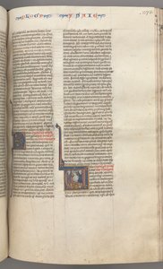 Fol. 273r, Isaías, inicial historiada V, el martirio de Isaías, c. 1275-1300