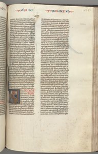 Fol. 357r, Abdías, inicial historiada V, Abdías y un judío en discusión, c. 1275-1300
