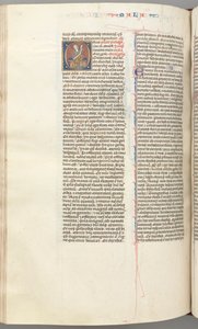 Fol. 368v, Malaquías, inicial historiada O, Malaquías sentado con un pergamino, c. 1275-1300 de Unbekannt