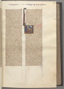 Fol. 36r, Levítico, inicial historiada V, Moisés ofreciendo un cordero sacrificial en un altar, c. 1275 de Unbekannt