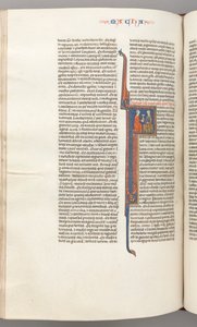 Fol. 382v, Macabeos II, inicial historiada F, un cáliz dorado presentado a un judío, c. 1275-1300