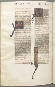 Fol. 481v, Judas, inicial historiada I, Judas de pie con un pergamino, c. 1275-1300