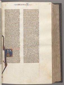 Fol. 86r, Jueces, inicial historiada R, Judá sentado con un libro hablando con Dios, c. 1275-1300 de Unbekannt