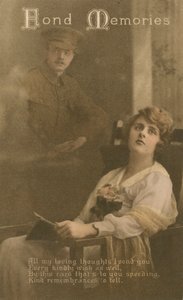 Recuerdos entrañables, postal romántica enviada por un soldado a su amada de Unbekannt