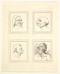 Cuatro Cabezas de Caricaturas de Leonardo da Vinci, de Dibujos de Wincelslaus Hollar, 1786 de Unbekannt