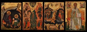 Cuatro iconos de un par de paneles de puertas, posiblemente parte de un políptico..., principios del siglo XV