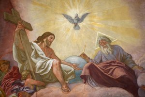 Jesús, Dios y el Espíritu Santo, iglesia franciscana de Viena, Austria