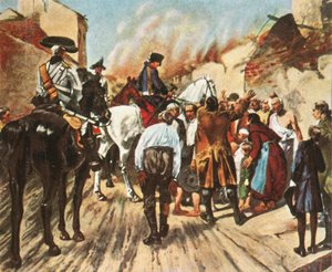 Federico el Grande en las ruinas de Küstrin antes de la Batalla de Zorndorf, 25 de agosto de 1758, 1936 de Unbekannt