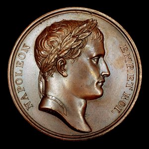 Medallón de bronce francés con el busto de Napoleón de Unbekannt