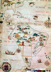 Mapa francés de América Central y del Sur, francés, 1550