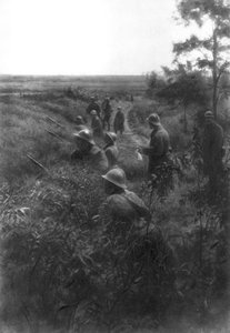Posición de infantería francesa en un camino hundido, al norte de Villers-Cotterets, Aisne, Francia, 1918 de Unbekannt