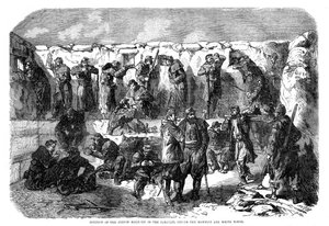 Fosa de fusileros franceses en el paralelo antes del mamelón y la torre blanca, Sebastopol, Guerra de Crimea, 1855 de Unbekannt
