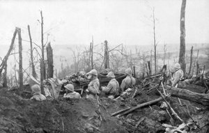 Soldados Franceses observando posiciones Alemanas, Batalla de Malmaison, 1917 de Unbekannt
