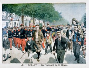 Soldados franceses regresando del desfile el 14 de julio, 1901 de Unbekannt