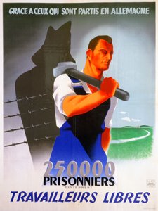 Cartel de trabajadores franceses para Alemania, 1943