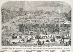 Feria de hielo en el Támesis durante el reinado de Carlos II, Londres, 1683