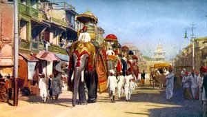 Elefantes del estado de Gaekwar, Bazar Manipuri, Bombay, India, c1924 de Unbekannt