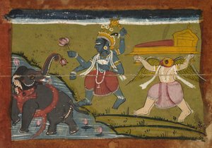 Gajendra Moksha: La salvación del rey de los elefantes, 1800s de Unbekannt