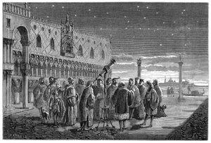 Galileo demostrando su telescopio, Venecia, 1609