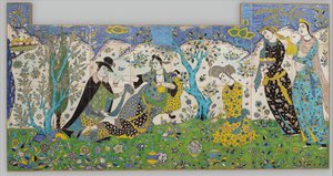 Reunión en el jardín, Irán, 1640-50 de Unbekannt