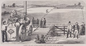 Motor de arado de vapor de doble cilindro de Garrett & Sons y equipo, c. 1862