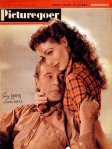 Gary Cooper 1901-1961 y Loretta Young 1913-2000, actores americanos, 1945