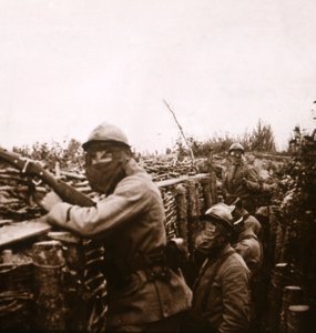 Alerta de gas en trincheras, Champagne, norte de Francia, 1916 de Unbekannt