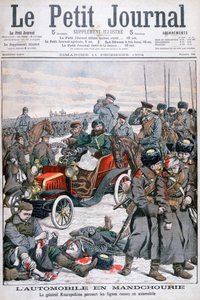 General Kuropatkin recorriendo las líneas rusas en coche, Guerra Ruso-Japonesa, 1904 de Unbekannt