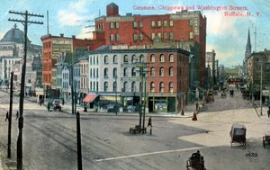Calles Genesse, Chippewa y Washington, Buffalo, Nueva York, EE.UU., c1910 de Unbekannt