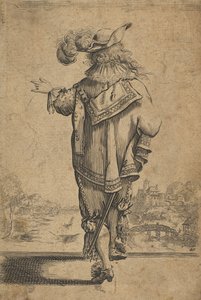 Caballero visto desde atrás indicando un paisaje, después de 1629 de Unbekannt