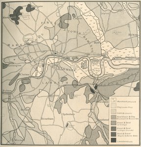 Mapa geológico del sitio de Londres, 1908 de Unbekannt