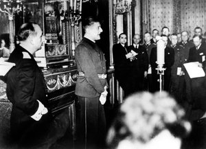 Embajador alemán en la Francia de Vichy, Otto Abetz, dando una conferencia de prensa, 15 de diciembre de 1940 de Unbekannt