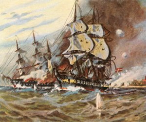 Ataque de batería alemana desde la playa en Eckernförde, 5 de abril de 1849, 1936