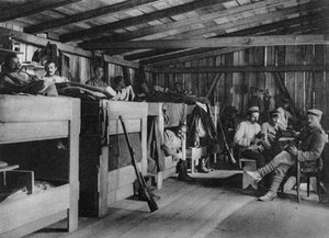 Soldados alemanes en un refugio reduit, Vosgos, Francia, Primera Guerra Mundial, 1916 de Unbekannt