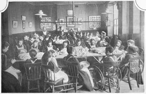 Niñas haciendo labores de costura, Halliwick School For Girls, Marylebone Road, Londres, c1903 1903 de Unbekannt