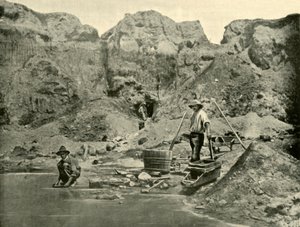 Buscadores de oro trabajando cerca de Beechworth, Victoria, 1901 de Unbekannt