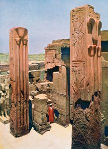 Pilares de granito con decoración de loto y papiro, Templo de Amón-Ra, Karnak, Egipto, siglo XX de Unbekannt