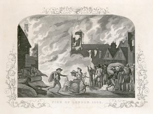 Gran Incendio de Londres, 1666, siglo XIX de Unbekannt