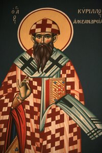 Icono ortodoxo griego que representa a San Cirilo de Alejandría, Tesalónica, Grecia de Unbekannt
