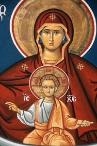 Icono ortodoxo griego que representa a la Virgen y el Niño, Tesalónica, Grecia de Unbekannt