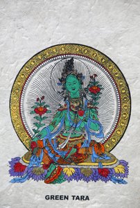 Tara Verde, símbolo budista de prosperidad. Monasterio de Kopan, Bhaktapur, Nepal de Unbekannt