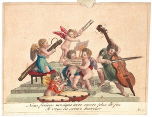 Tarjeta de felicitación Una orquesta de ángeles, después de 1815 de Unbekannt