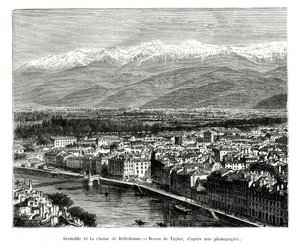 Grenoble desde la cordillera de Belledonne, Francia de Unbekannt