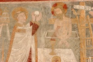 Fresco de la iglesia románica de Magdalena, Gressan, Italia de Unbekannt