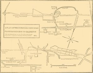 Plano del nuevo camino de Islington a Edgware Road, 1755, c1876