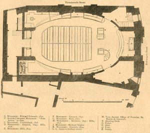 Plano del suelo de la iglesia moderna de St. Martin Outwich, demolida en 1874, 1897 de Unbekannt
